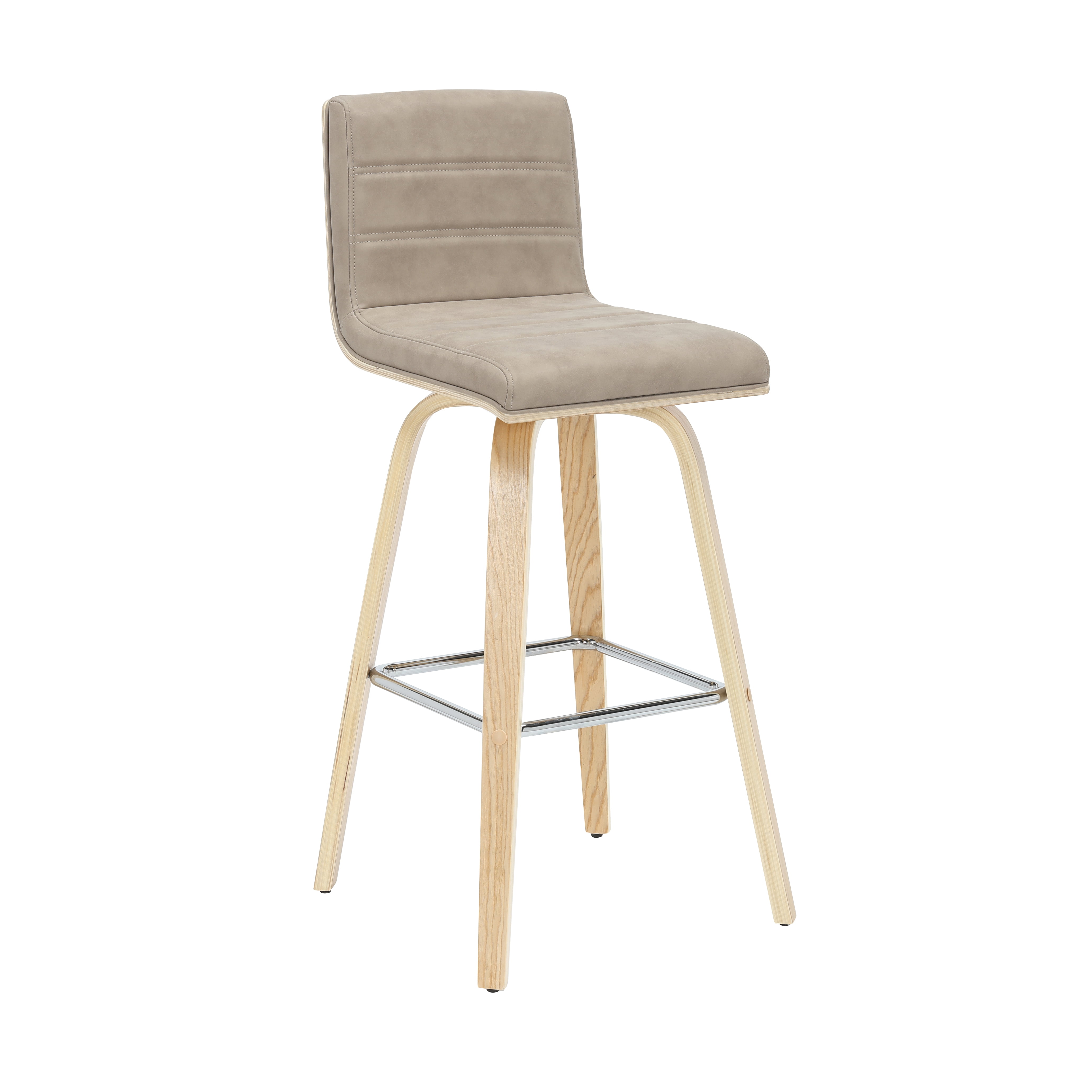 Vienna 39.5 in. H Swivel Bar Height Vintage Taupe Square Back Wood Bar Stool with Faux Leather Seat Set of 2