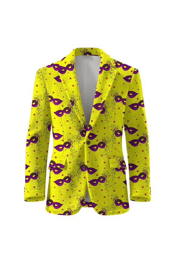 Mardi Gras blazer for men Carnival Print Corduroy Jacket For And Textured Casual Formal Coat