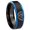 Black And Blue Step Edge, variant on Waylon Jennings Beveled Edge Rose Gold Tungsten Engraved Ring 10MM