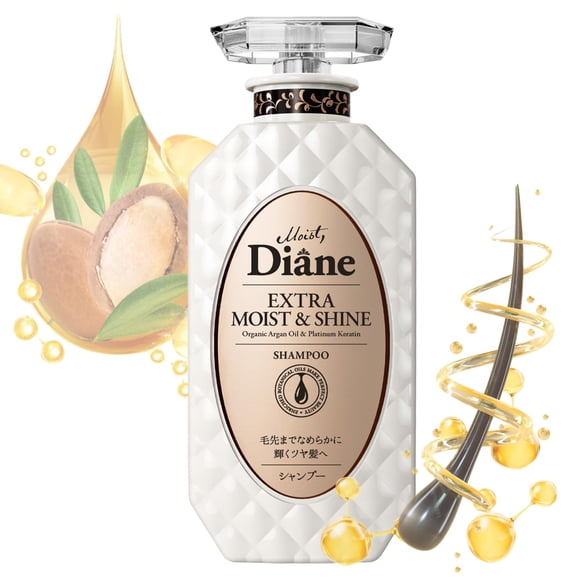 Champú hidratante Moist Diane Pump para hombres y mujeres Champú japonés clarificante anticaspa orgánico y natural con bomba para cabello seco Extra húmedo y brillante Sin silicona/sulfato 15.2 fl oz/