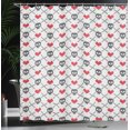 thumbnail image 4 of Ambesonne Geometric Shower Curtain, Skulls Red Hearts, 69"Wx84"L, Grey Red Coconut, 4 of 5