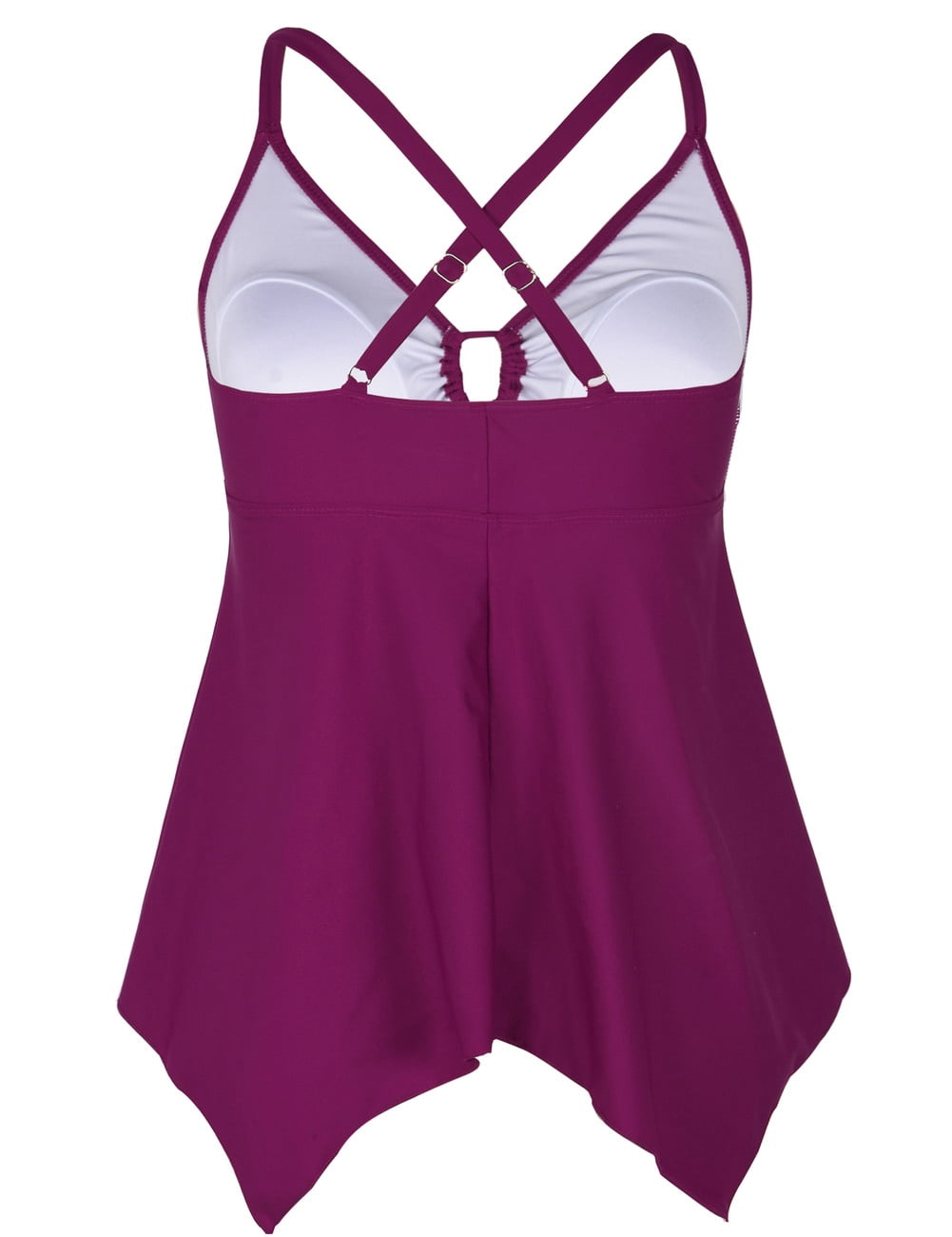 Mycoco Women's Front Tie Swim Top Cross Back Tankini Top Flowy Swimsuit Tops