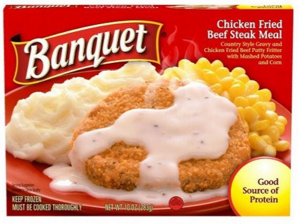 (12 Pack)Banquet Classic Fried Beef Steak Meal Chicken, 10 oz.