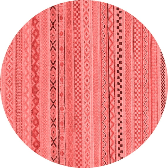 Ahgly Company Machine Washable Indoor Round Solid Red Modern Area Rugs, 7' Round