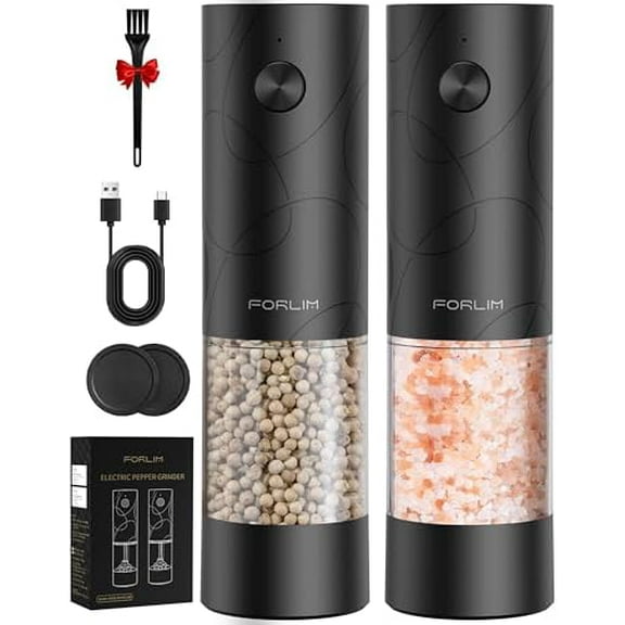 2-Speed Electric Salt And Pepper Grinder Set, External Rotation To Adjust Coarseness, Electric Salt and Pepper Shaker With Charing Base, One-Button Automatic Grinding, Washable Container