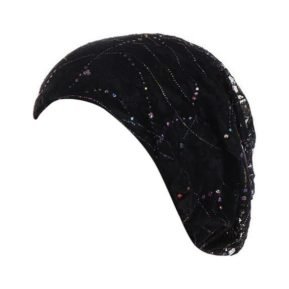Tanghaowl Womens Hat Women Beading Braid Lace Hat Ruffle Cancer Chemo Wrap Cap Porpoise Hat