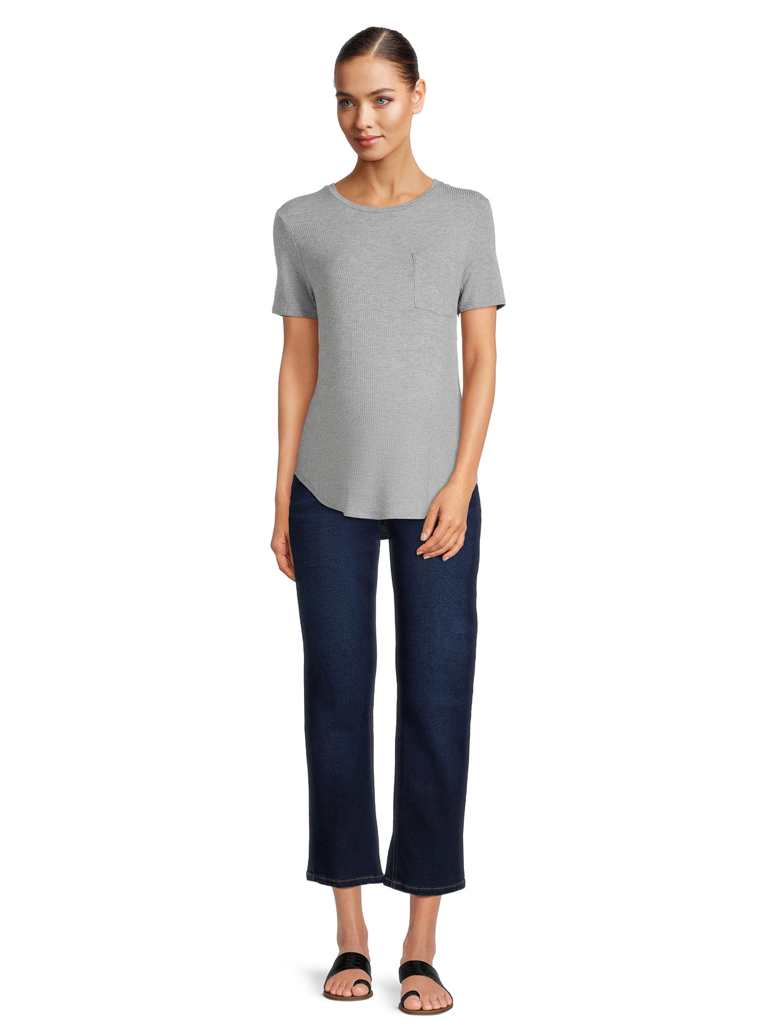 Time and Tru Women's Maternity Straight Jeans with Belly Band