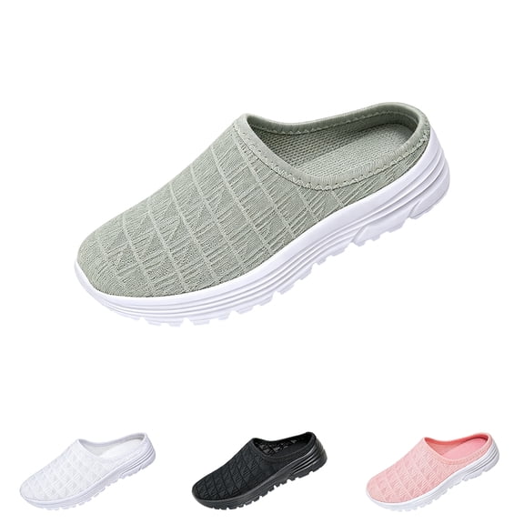 Womens Walking Shoes Breathable Mesh Mules Sneakers Open Back Slip On Slippers Backless Tennis Shoes Non-Slip Lightweight Casual Sports Shoe,42