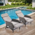 thumbnail image 2 of POCASSY Outdoor Recliner Chairs Set of 2, Adjustable Reclining Patio Chair with Cushion, Wicker Outdoor Chaise Lounge with Adjustable Backrest and Footrest, Ideal for Pool Deck, Blue, 2 of 7