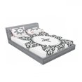 thumbnail image 3 of Ambesonne Ethnic Fitted Sheet & Pillow Sham Set, Tattoo Circular Vector, Twinxl, Black White and Ruby, 3 of 3