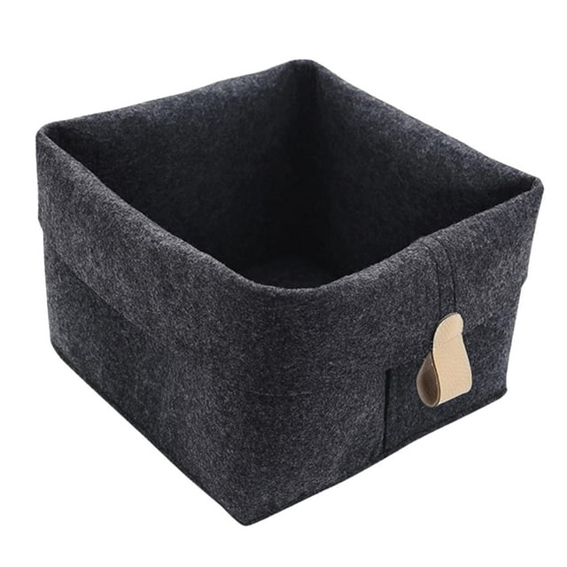 Cesta de fieltro para guardar juguetes y ropa, organizador para cocina y baño Negro
