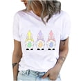 thumbnail image 1 of Pompotops T-Shirts à Col Rond pour Femmes Imprimé Lapin de Pâques Manches Courtes Blouse, 1 of 9