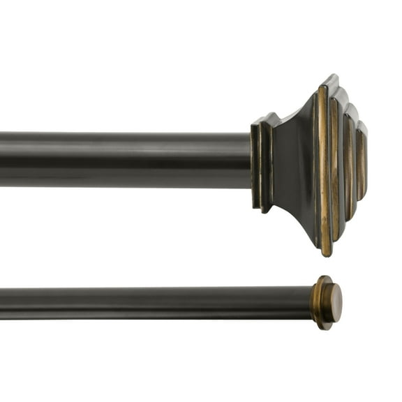 Kenney Mission 1" Premium Decorative Window Double Curtain Rod, 36-66", Oil Rubbed Bronze