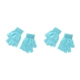 thumbnail image 1 of Sonducket 1 par de guantes de punto con medio dedo, mitones elásticos sin dedos, portátiles, para ciclismo de carretera, cálidos, para mujeres Azul claro 2Conjunto, 1 of 6