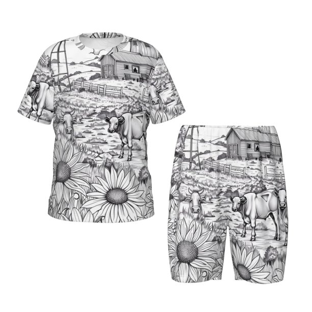 Fotbe Country Farm Scene Pijama Estampada de 2 Piezas para Niños – Ropa de Dormir de Manga Corta Cómoda para Niños y Niñas, Camiseta y Shorts de Algodón-4X-Large