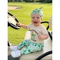 thumbnail image 6 of BemeyourBBs Newborm Baby Boy Spring Summer Fall Clothes Infant Baby Boy Golf Outfit Letter Golf Print Short Sleeve Romper Long Pants And Hat Set, 6 of 9