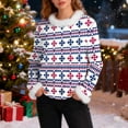 thumbnail image 1 of Ailaofu Chandail-Over en Tricot Torsadé à Manches Longues et Col Rond pour Femmes, Imprimé de Noël, 1 of 5