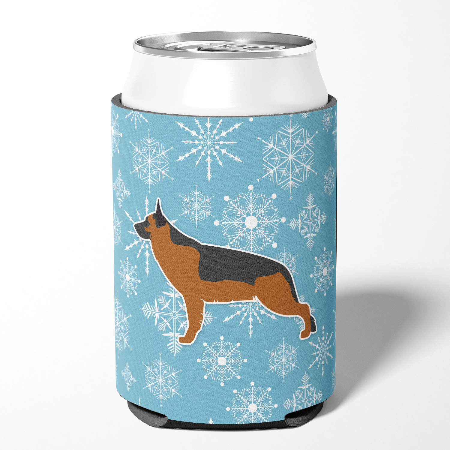 "Caroline's Treasures Winter Snowflake German Shepherd Can or Bottle Hugger BB3524CC, Can Hugger, Multicolor"