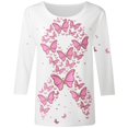 thumbnail image 3 of T-Shirts Élégants pour Femmes Sensibilisation au Cancer Imprimé Graphique Col Rond Manches Trois-Quarts pour Usage Quotidien au Printemps Été et Automne, 3 of 3