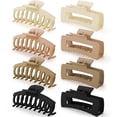thumbnail image 1 of 8-Piece Set: 4.3" Large Acrylic Hair Claw Clips with Sturdy Metal Spring & Inner Teeth - Lightweight, Non-Damaging Design for Thick/Thin/Curly/Long Hair - 90s Retro Rectangular & Classic Styles for, 1 of 6