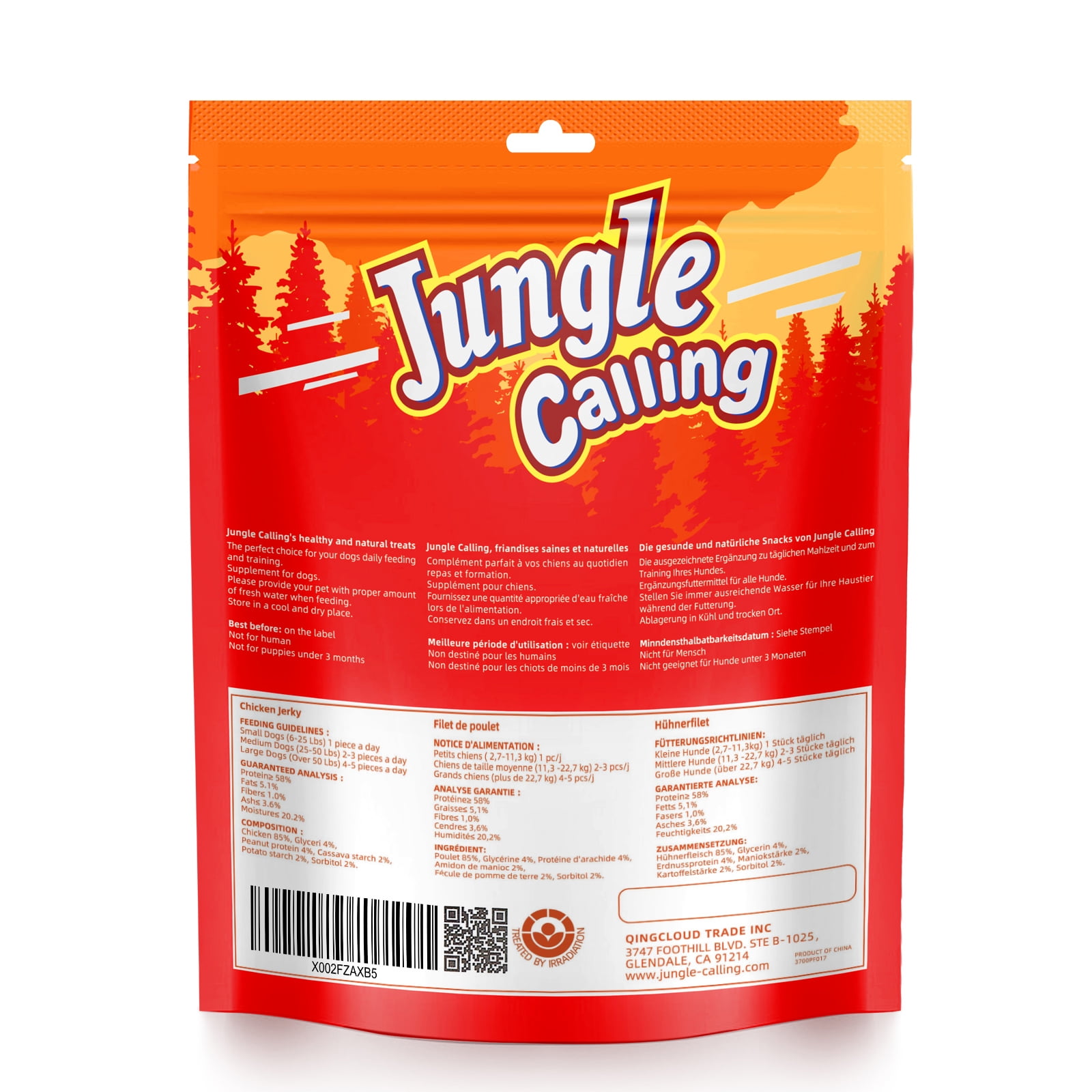 (3 pack) Jungle Calling Chicken Jerky Dog Treats, High Protein Chicken Snacks for Small Medium Large Dog, 10.6 oz