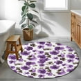 thumbnail image 4 of Watercolor Flowers Washable Area Rug&nbsp;4 ft Vintage Purple Brown Floral Soft Round&nbsp;Rugs for Living Room, Non Slip Carpet for Bedroom&nbsp;Entryway Dining Room, 4 of 9