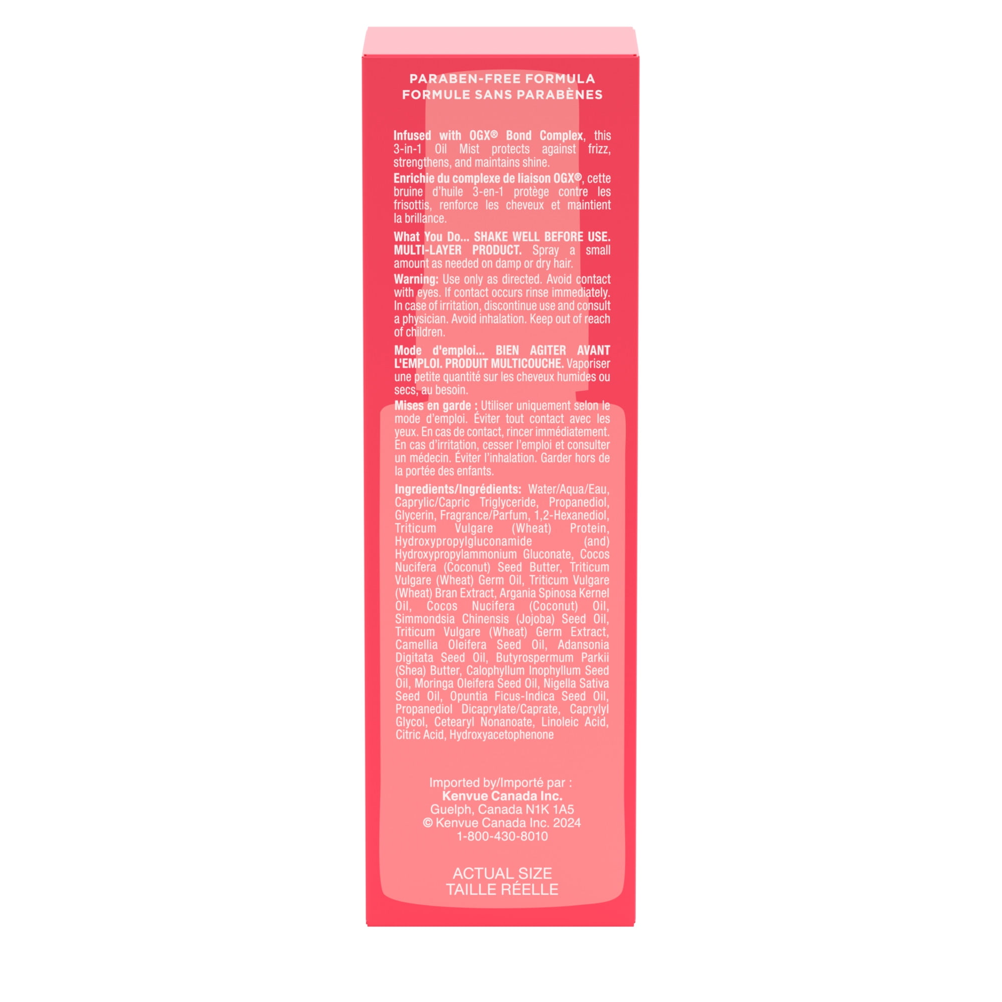 OGX® Repair & Protect Bond Protein Repair 3-in-1 Oil Mist, Multi-Benefit Hair Oil Protects Dry, Damaged Hair Against Frizz, Strengthens, & maintains Shine