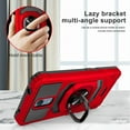 thumbnail image 5 of Ring Kickstand Phone Case for Nokia C100 w/Tempered Glass Screen Protector for Car Mount Hybrid Hard Shockproof Case - Red, 5 of 6