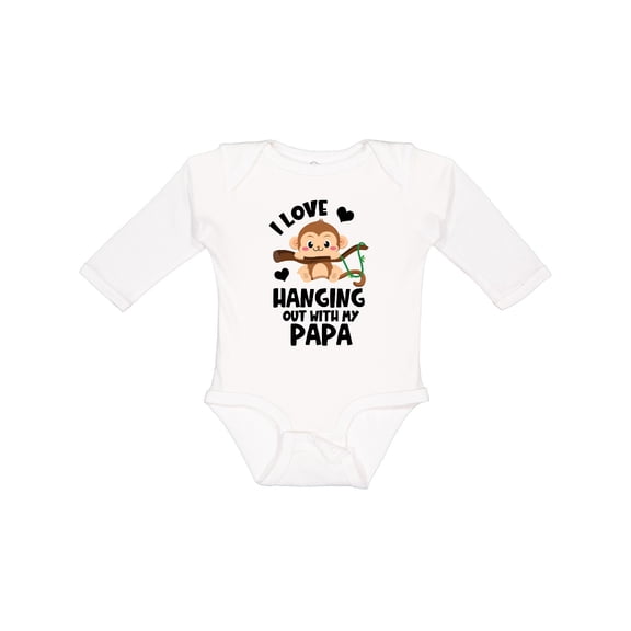 Inktastic Monkey I Love Hanging out with My Papa Boys or Girls Long Sleeve Baby Bodysuit