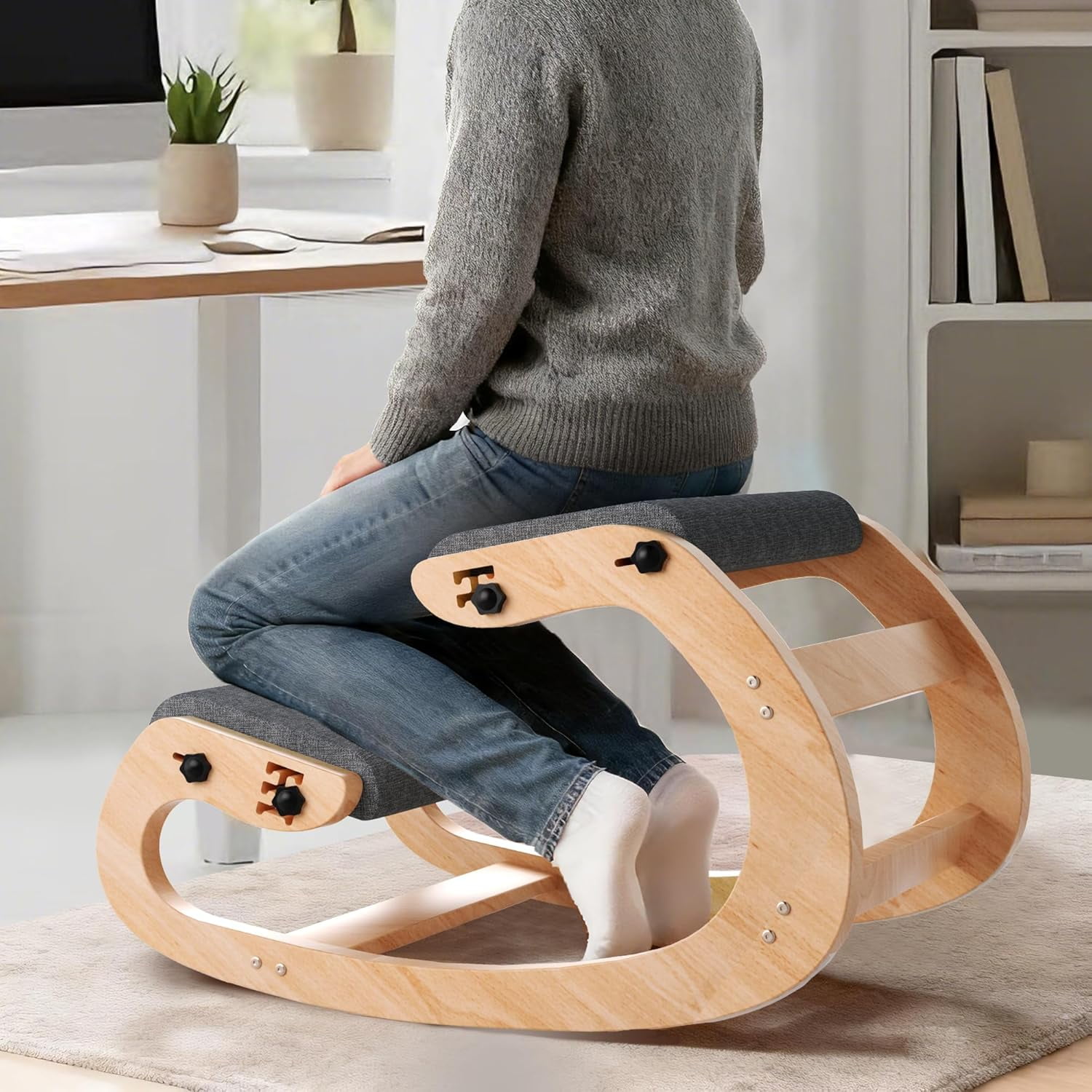 ergonomic kneeling chair with wooden product