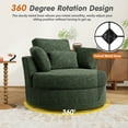 thumbnail image 6 of FFH 42" Oversized Swivel Accent Chair with Storage Ottoman, Comfy Chenille Armchair for Living Room, 360-Degree Swivel Barrel Chair, Metal Base, Green, 6 of 13