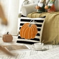 thumbnail image 4 of Sm:)e 18 x 18 Fall Pillow Cover Watercolor Stripes Pumpkin Decorative Outdoor Cushion Cover, 4 of 7