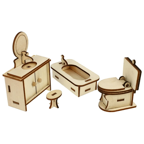 1 Set Mini Bathtub Mini Toilet Miniature Bathroom Accessory Kids