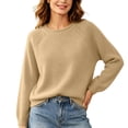 thumbnail image 2 of DailyTrove Women Crew Neck Raglan Sleeve Knit Sweater, Solid Color Loose Casual Pullover Jumper Tops, 2 of 5