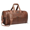 thumbnail image 3 of Bolso de lona de cuero PU, bolso de hombro, bolso de equipaje, bolso de viaje de negocios multifunción con compartimento para zapatos para acampar y Marrón, 3 of 10
