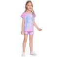 thumbnail image 3 of Arshiner Girls Tie Dye Short Set 2Piece Fashion Shirt & Shorts PJ Set Little Girls Sleepwear Size 6-7, 3 of 7