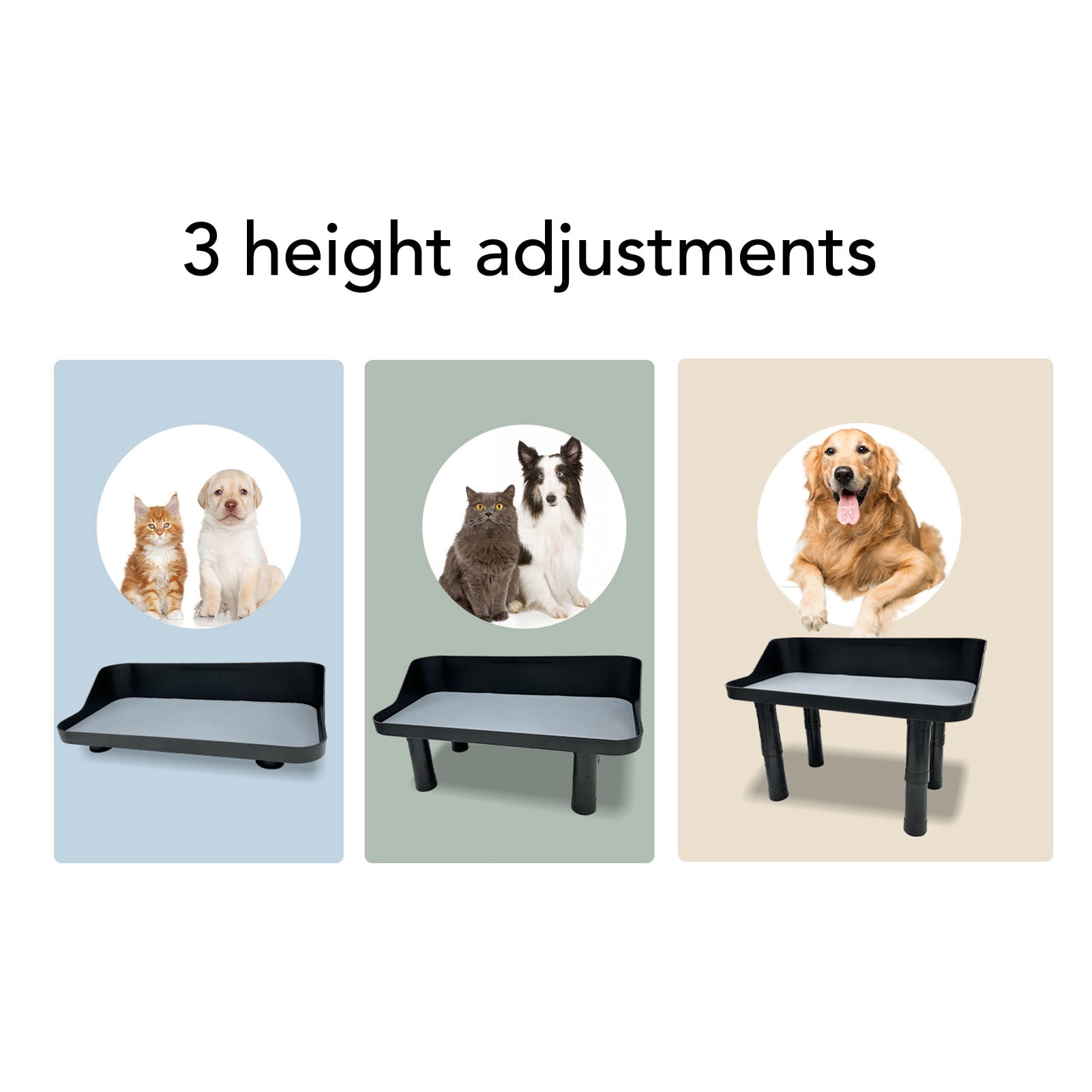 M Buder Adjustable Elevated Pet Bowl Stand for Dogs & Cats, Anti-Tip Lifting Food and Water Feeding Station Table with Silicone Mat, Neck Protection Design, Length 16.93 in / 43 cm, Medium & Large