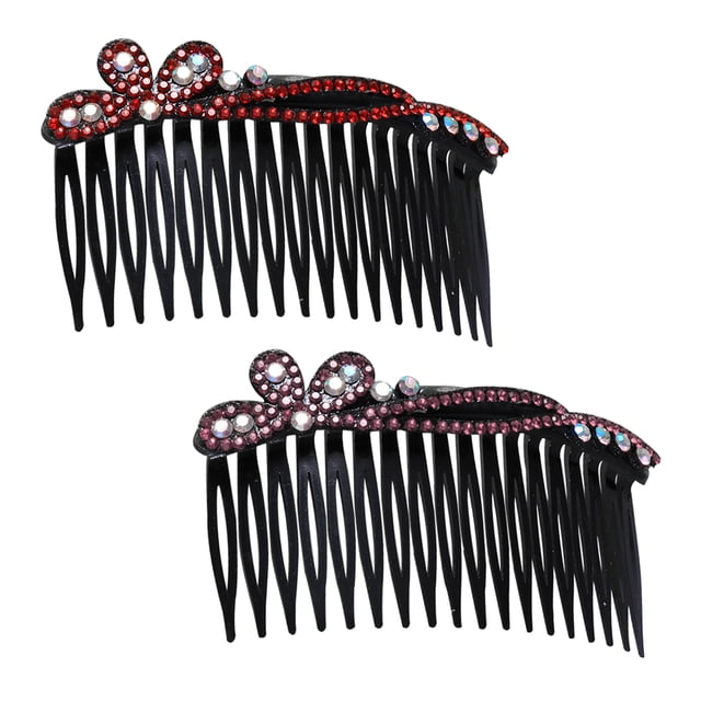 Miangastore 2pcs Plastic Hair Clip Combs Rhinestone Hair Side Combs Non-slip Bangs Clip (Random Style)