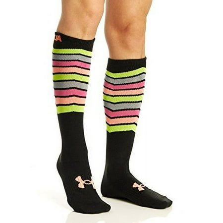 Under Armour Womens UA Mountain Ridge Lite Over the Calf Socks, Black/Cyber Orange, Medium