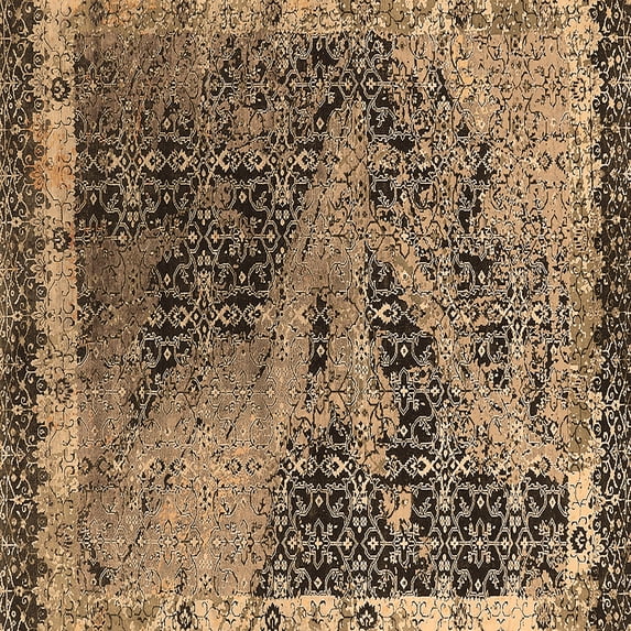 Ahgly Company Indoor Square Oriental Brown Industrial Area Rugs, 6' Square
