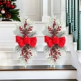 thumbnail image 5 of Christmas Decorations Christmas Teardrop Swags Snow Frost Needles Christmas Garland Winter Pine Needles Swag for Window Home Stairs Indoor Outdoor Decor 25.59x11.81in, 5 of 6
