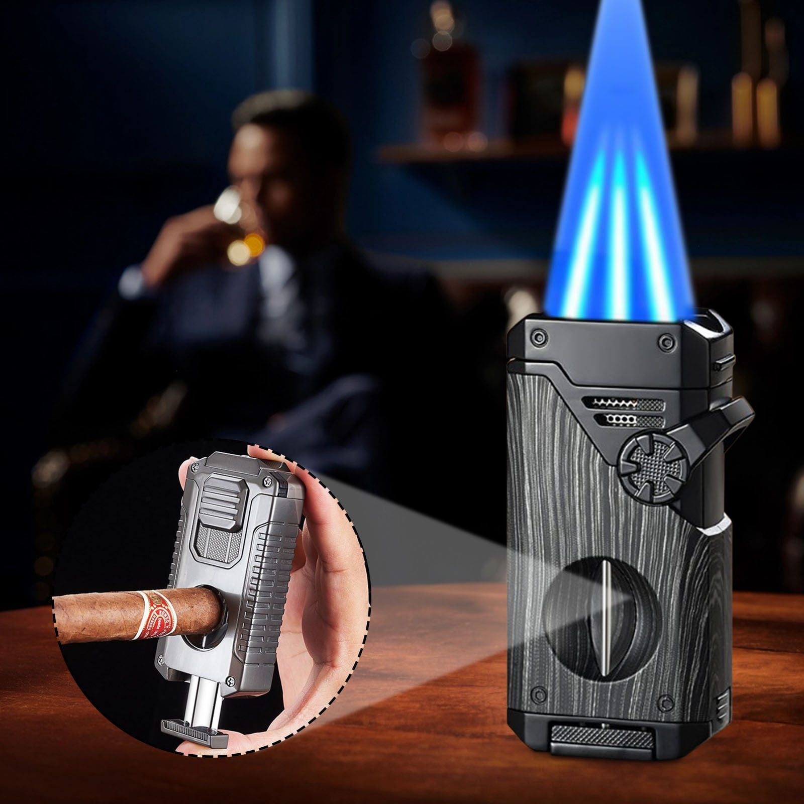 Portable Multi-Function Four-Flame Lighter, Ergonomic Compact Outdoor Household Lighter With Safety Features, Reliable For Camping Grilling And Evening Fire Use