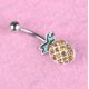 thumbnail image 3 of Anillos de ombligo de piña de acero quirúrgico 14G, anillos de ombligo, piercings de ombligo JM, 3 of 5