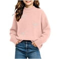 thumbnail image 3 of Wilark Girls Crew Neck Sweaters Knitted Thermal Casual Long Sleeve Fall Winter Tops Pink 4 T, 3 of 7