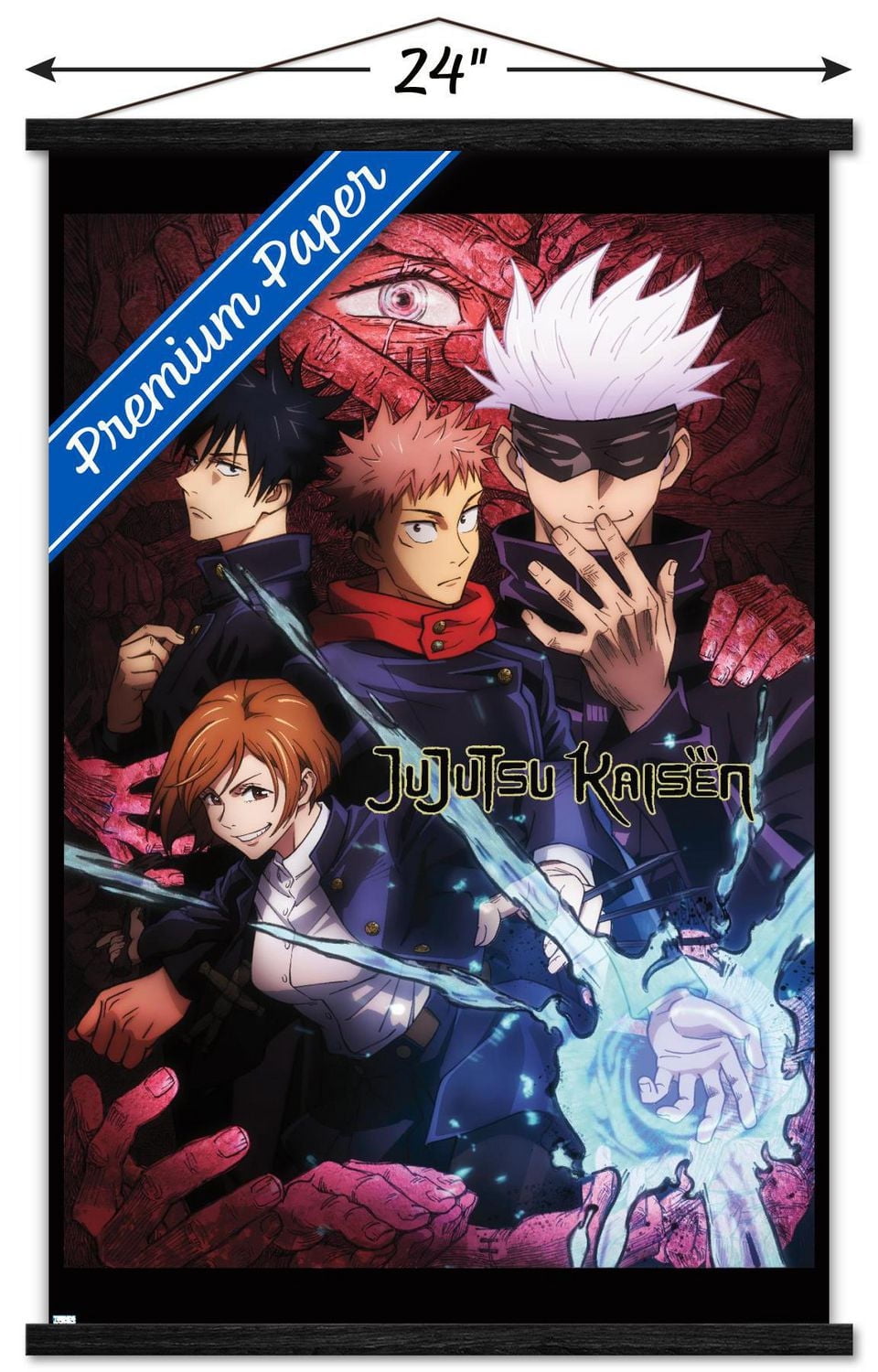 Jujutsu Kaisen – One Sheet 22.375" x 34" Wall Poster with Beechwood Magnetic Frame, by Trends International