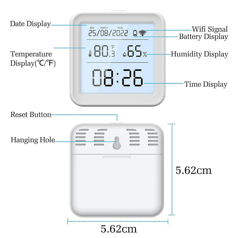 eMylo WiFi Temperature Sensor Hygrometer, Smart Thermometer with Smart App  and Data Recording, Indoor Thermometer No Batteries Required (3.2 *