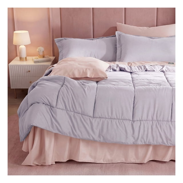 Set Edredón Matrimonial + Funda De Almohada + Sábanas 7 Pzas Real Textil Lavanda - Palo de Rosa