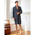 thumbnail image 3 of Men's Plaid Long Sleeve Bathrobes For Home, 3 of 5