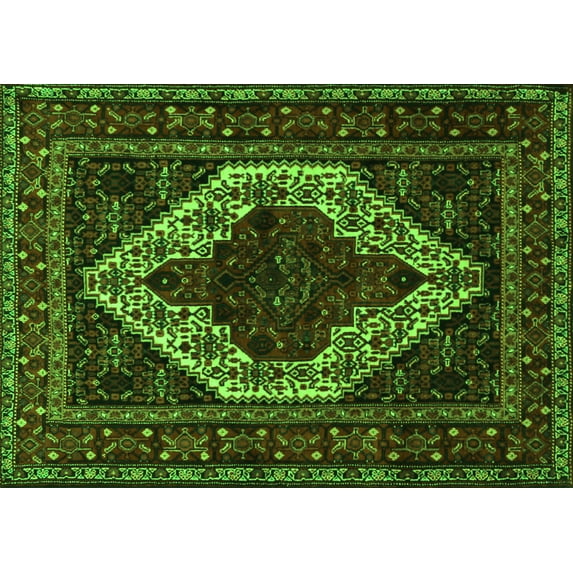 Ahgly Company Indoor Rectangle Persian Green Traditional Area Rugs, 8' x 12'