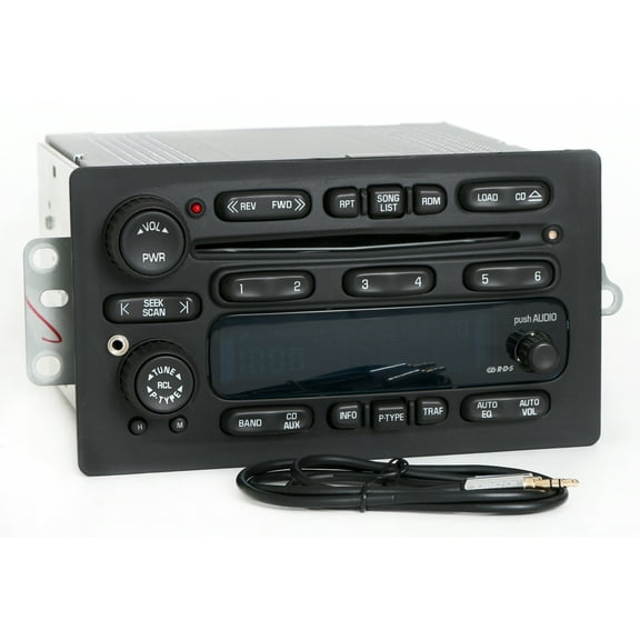 Restored UNLOCKED 03-05 Chevy GMC Truck AMFM 6 Disc CD Radio w Aux Input & Cable 10357886 (Refurbished)